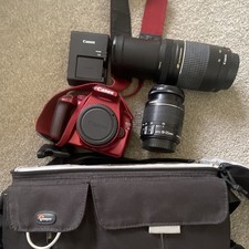 Canon EOS Rebel T3 Red Digital SLR 2 bonus Interchangeable Lens + Charger + Case picture