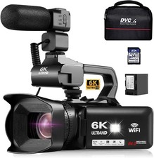 6K UHD Camcorder Video Camera with WIFI, 64MP IR Night Vision 18X Digital Zoom picture